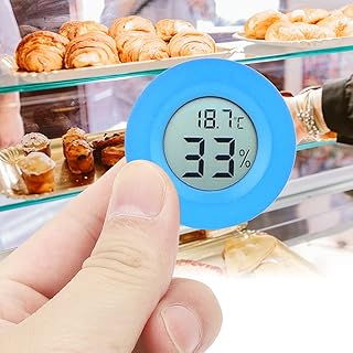 Thermometer Hygrometer,LCD Temperature Meter,Digital Thermometer,Mini Circular Embedded Thermometer Hygrometer Humidity Temperature Meter,- 50 - +70 C (Blue)