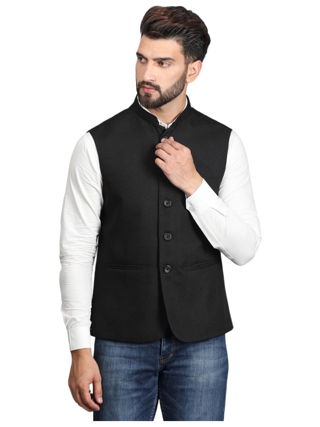 Men's Designer Solid Nehru Jacket/Waist Coat/Bandhgala