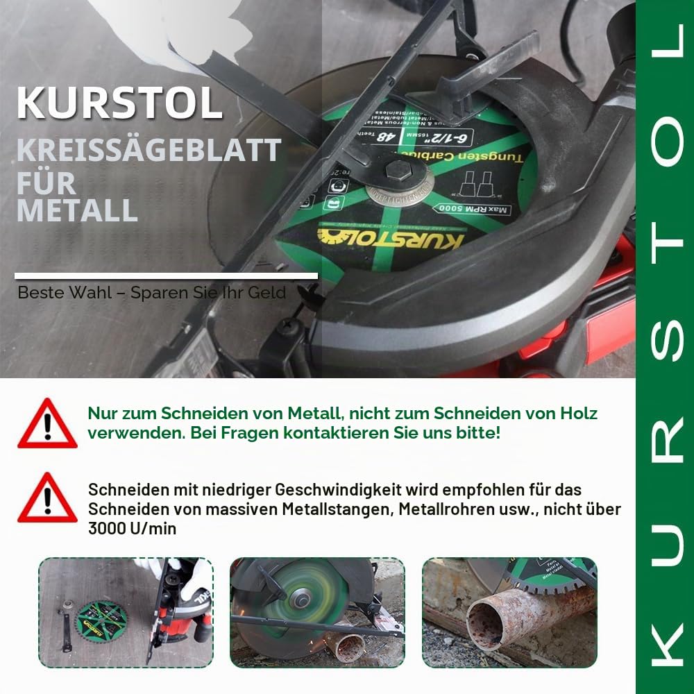 Kreissägeblatt für Metall - 165 x 20 x 15.875mm 48 Zähne Hartmetall-Kreissägeblatt für Eisen, Eisen- und Nichteisenmetalle, Eisenrohre, Bewehrungsstahl