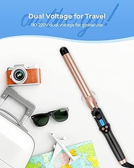 IKV 1 Inch Extra Long Barrel Curling Iron, Ceramic Tourmaline Curling Wand Professional Dual Voltage