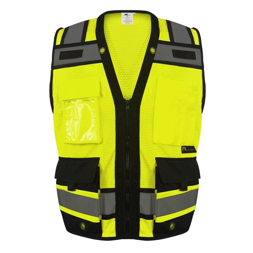 FX SAFETY Superintendent Safety Vest, High Visibility Reflective Safety, Mesh Safety Vest with Zipper and Multi pockets