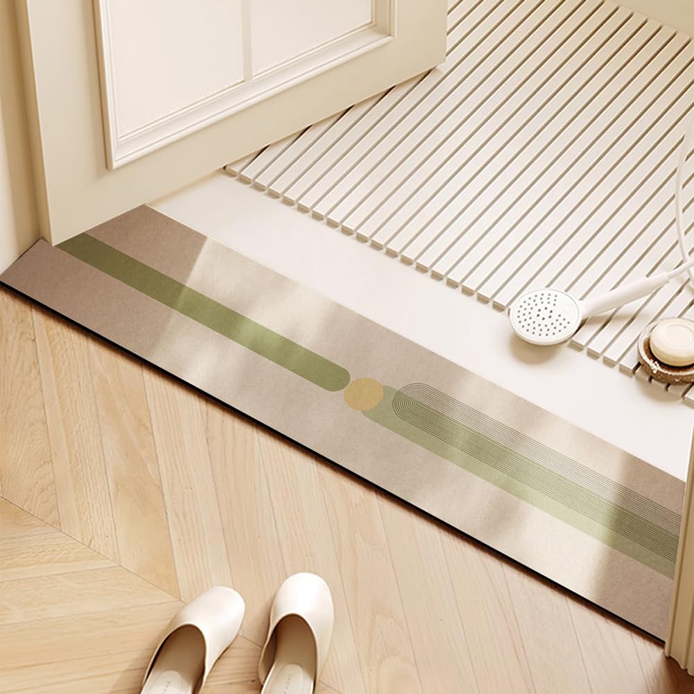 Kieselgur Teppich Badezimmer 50x80cm,Schneidbar Badvorleger rutschfest Waschbar,Super Saugfähige Bath Mat für Badezimmerboden,Gemütliche Schnelltrocknend für Badezimmer,Küche (Bunt B)