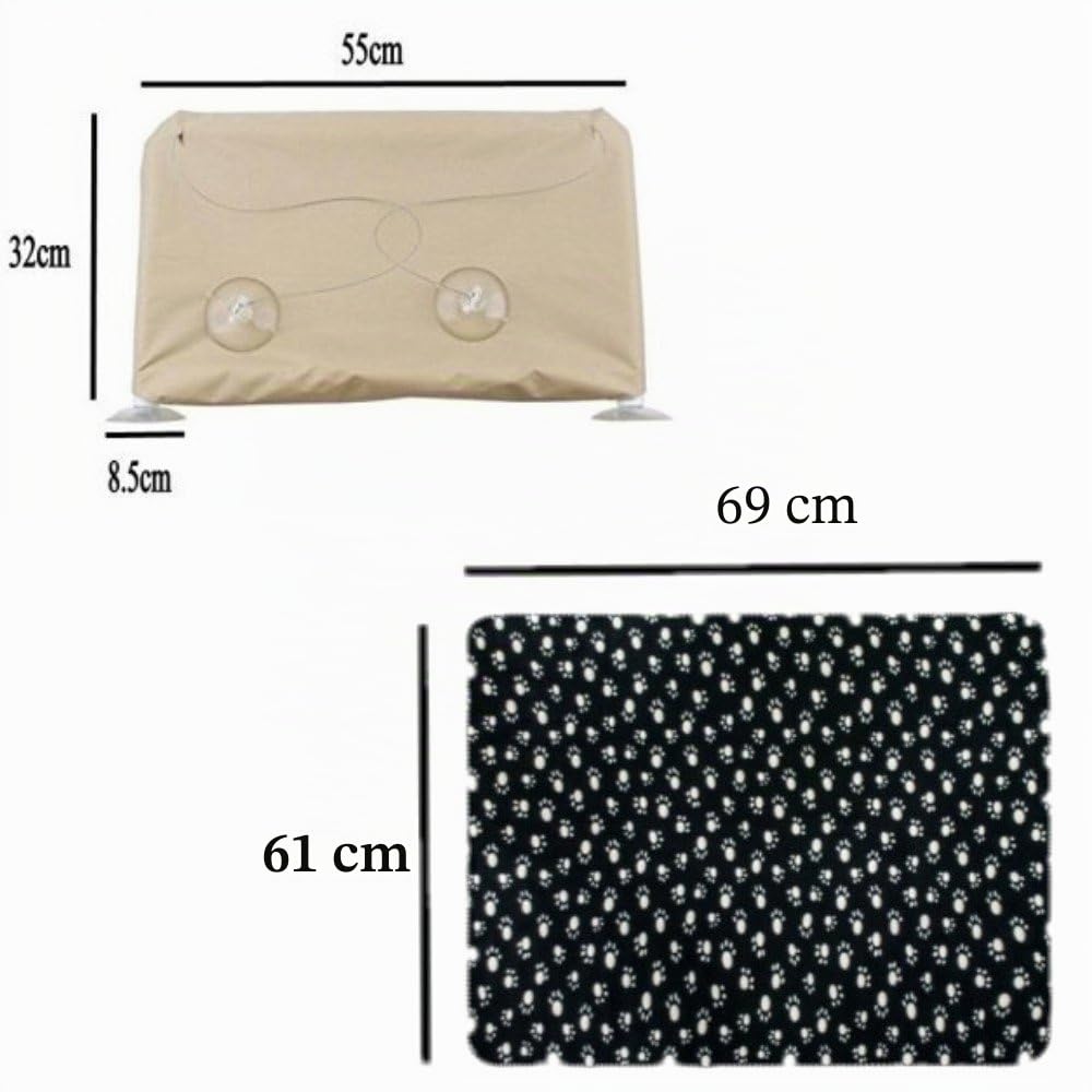 JZK Lit de fenêtre pour Chat - Hamac + Couverture pour Chat - Bain de Soleil - Lit pour Animal de Compagnie - Petit Chien, Lapin ou Autres Petits Animaux