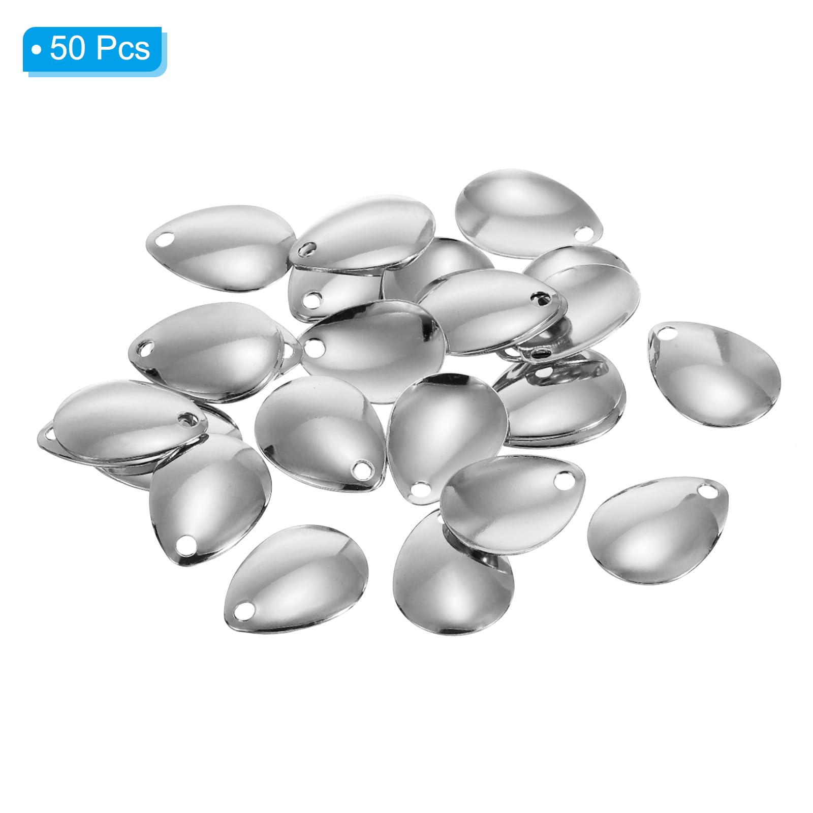 PATIKIL Fishing Lure Blades 0.7x0.6",50 Pack Willowleaf Lure Making for DIY Bait Silver, 1,8 x 1,5 cm - Image 3