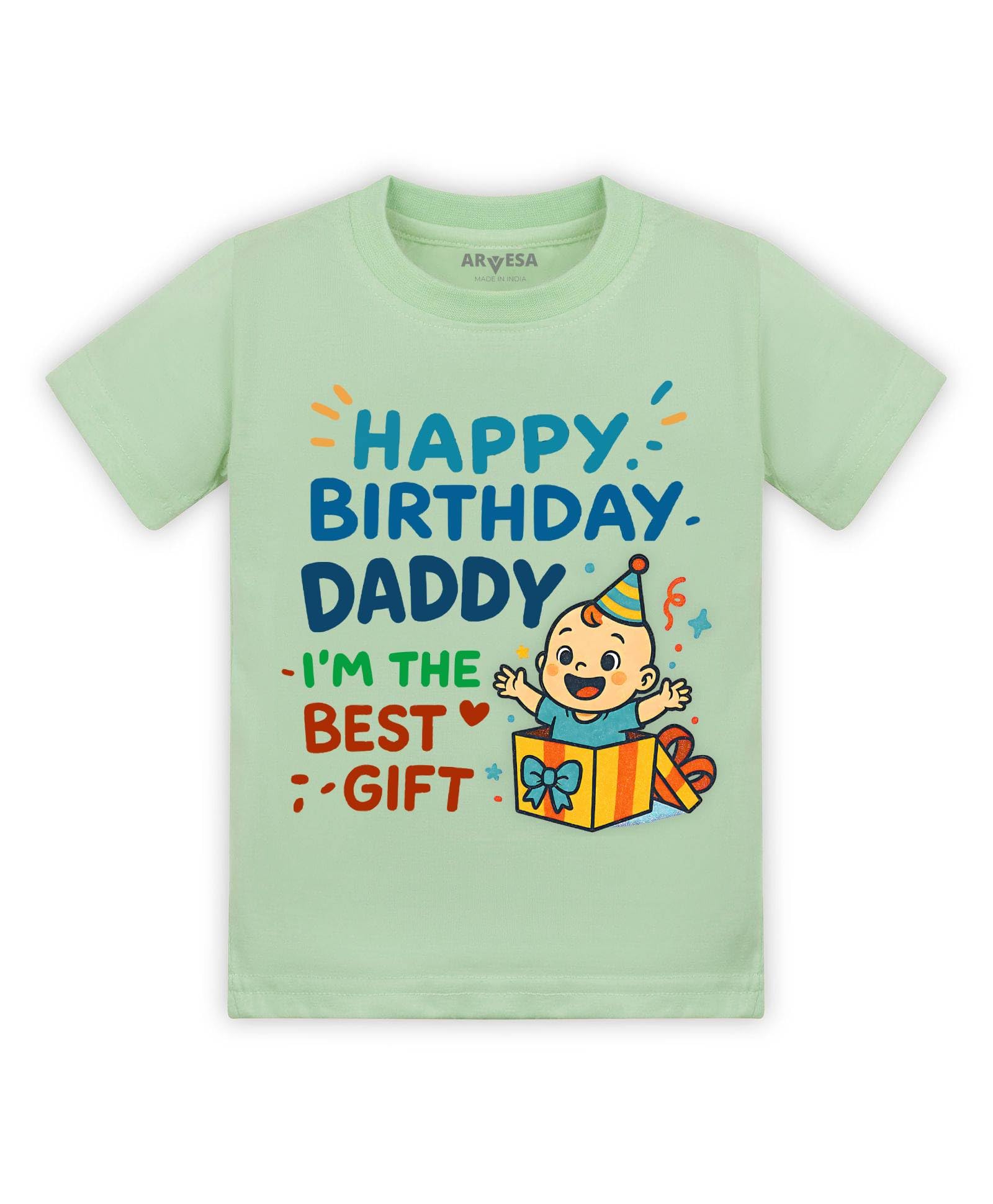 ARVESA Happy Birthday Daddy I'm The Best Gift TS-1840 Dad Birthday Baby Tshirt for Kids Boys & Girls Half Sleeves Round Neck Clothes Tshirt for Kids Boys 1 Months to 6 Years Dress-image-28