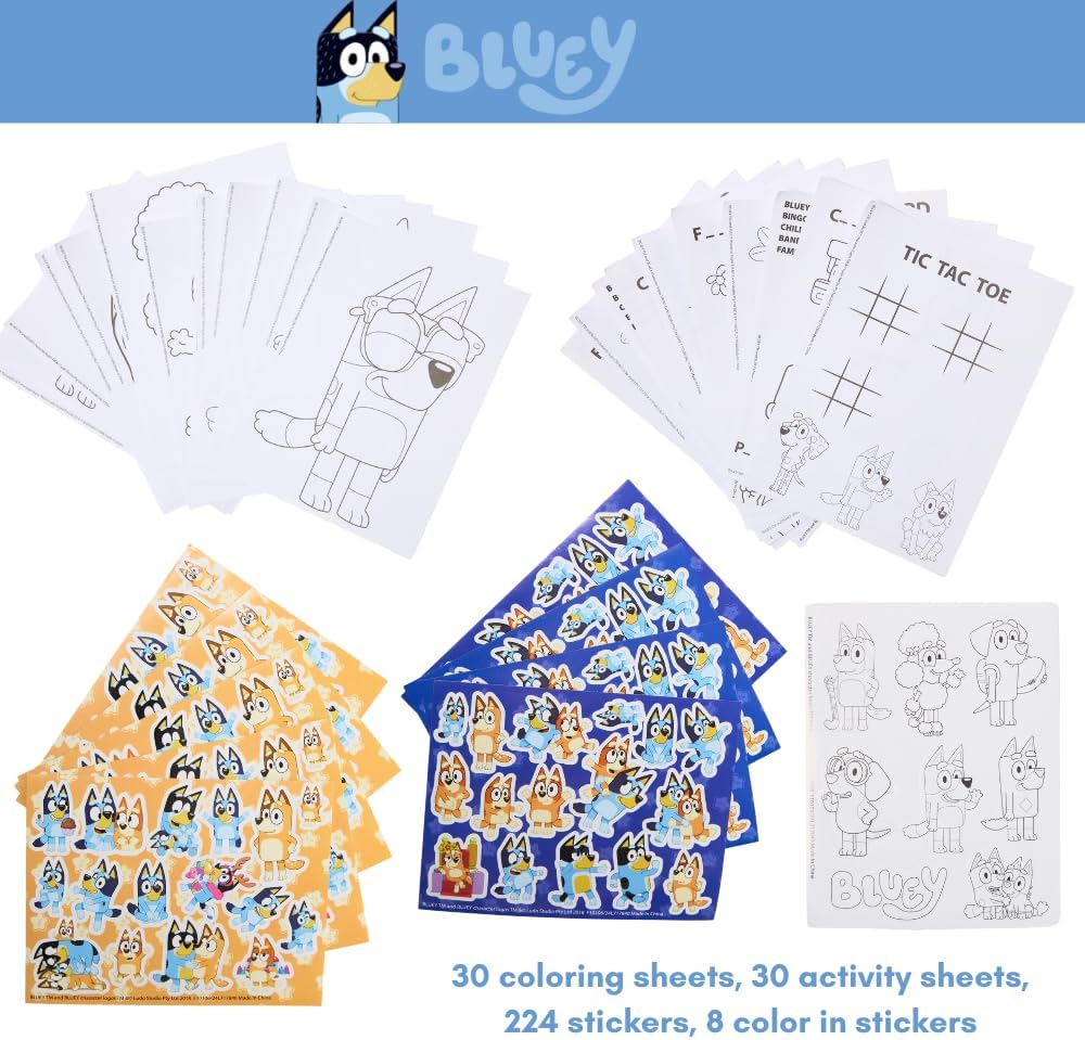 Innovative Designs Bluey Deluxe Activity Set with Carrying Tin, Coloring Sheets, Stickers, Scratch Art Sheets, & Art Supplies