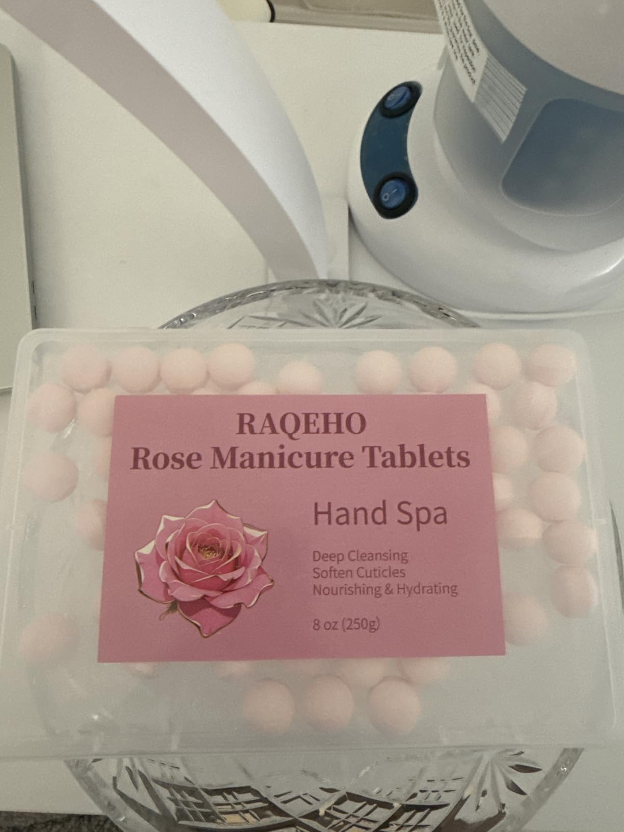 RAQEHO Manicure Spa Balls 8oz - Milk & Honey Soak Balls, Moisturizing Tablets, Cuticle Softener for Foot and Hand Soak Pedicure Spa Supplies Manicure Tools Nail Salon & Tavel Esenntial（80count）