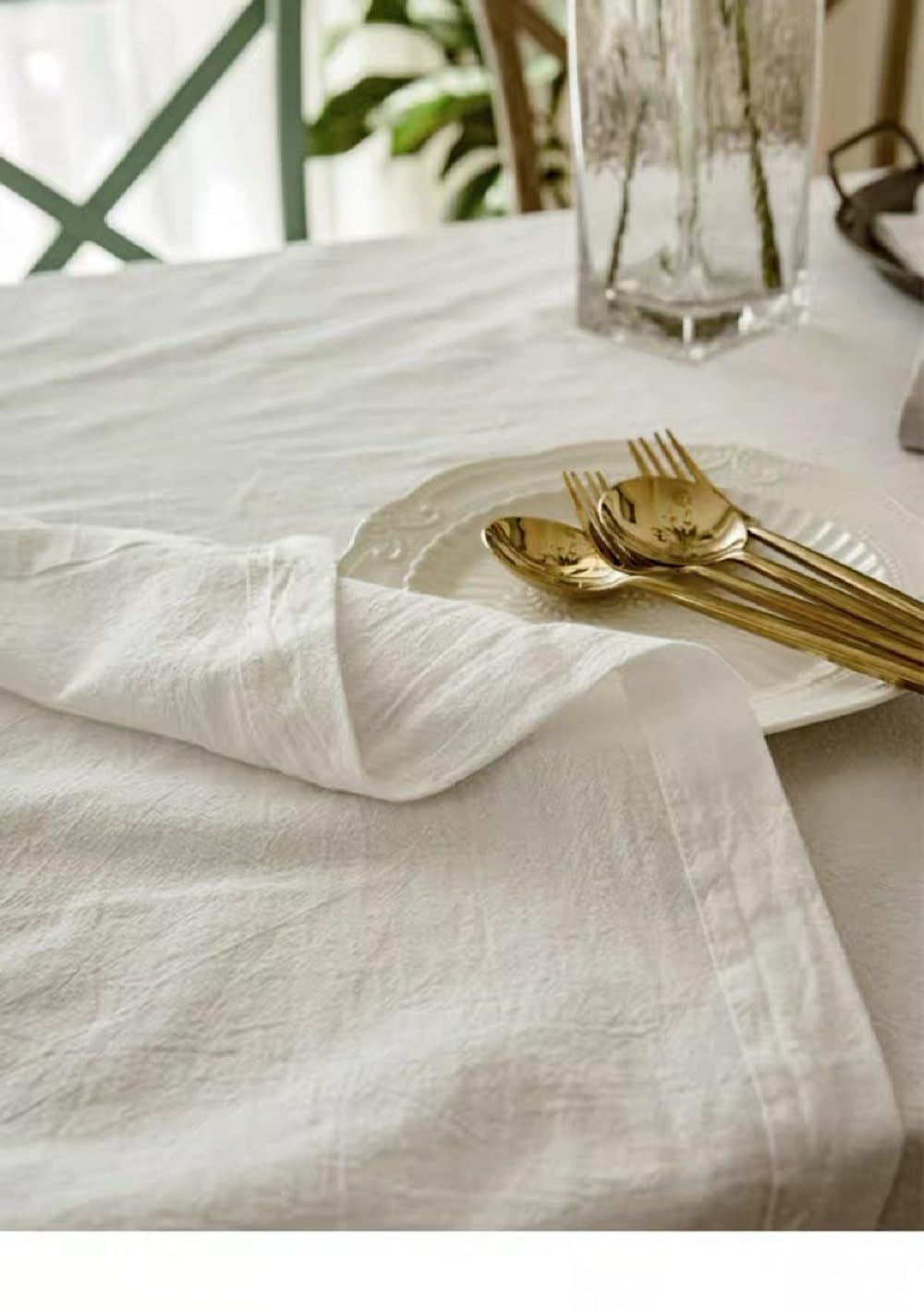 BUYSK Off White Tablecloth, 100% Cotton Fabric Table Cloth for Festival Picnic Wedding Party and DIY Dye Project - Image 4