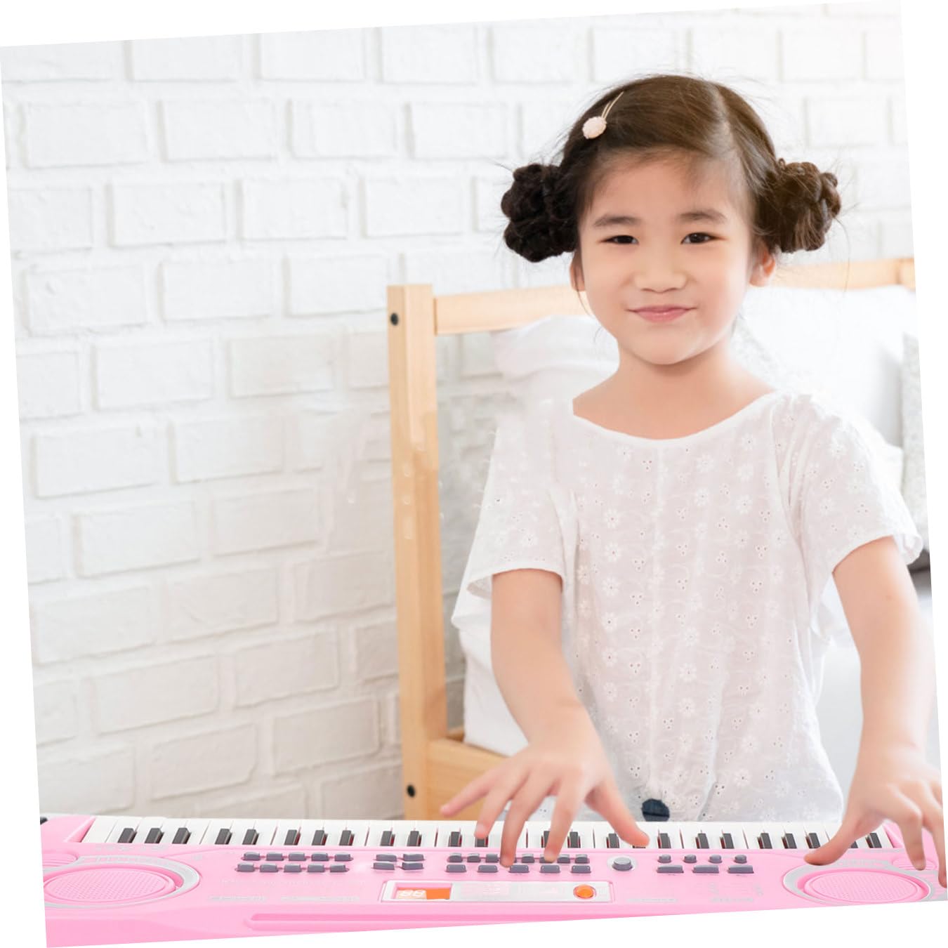 Hemobllo Juguete Piano Electrónico para Niños 61 Teclas Rosa Multifuncional Micrófono Juguete Educativo Musical para Aprendizaje Temprano y Desarrollo Infantil