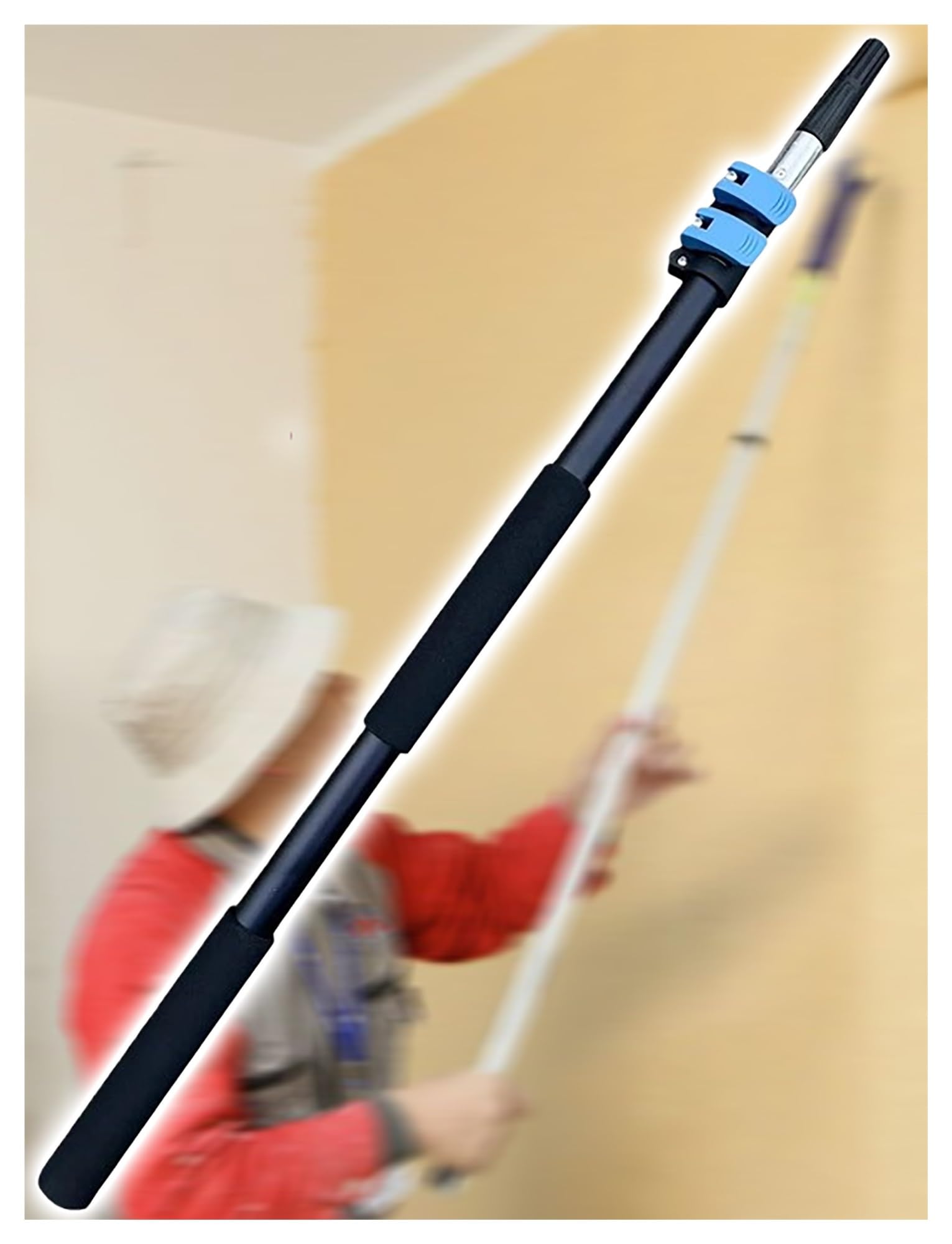 Rullo for pittura estensibile e asta for la pulizia delle finestre, asta telescopica leggera in alluminio for grondaie, tetti e sostituzione delle lampadine(1.5-4.3ft)
