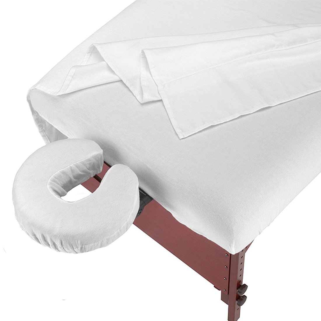Apsley Linen Luxurious Sateen Weave 100% Organic Cotton 3-Piece Massage Table Spa Sheet Set (White Color, Solid Pattern)
