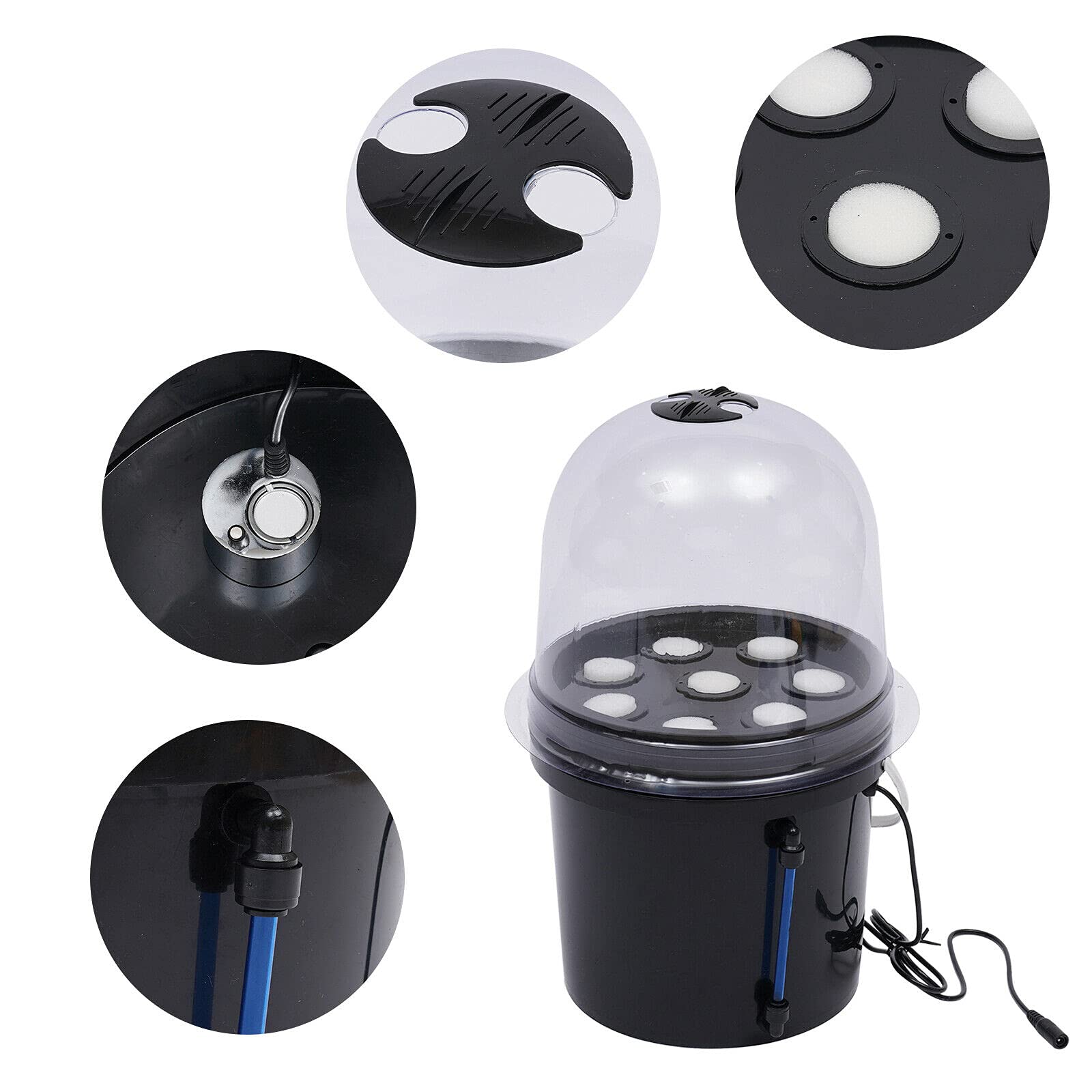 Zimmergewächshaus Anzuchtschale, 5L 8 Löcher Aeroponisches Vermehrungsset Mini Anzuchtkasten Pflanzen Aeroponic Hydroponic Setzling Klonsystem
