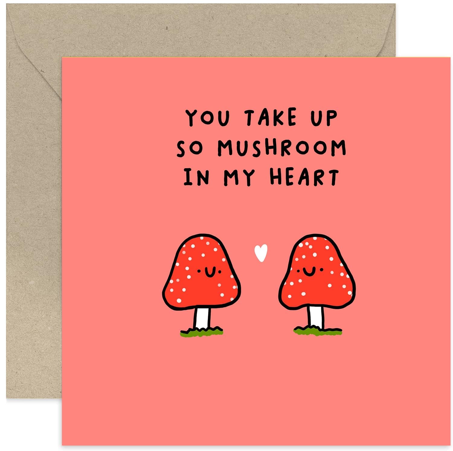 Old English Co. Funny Mushroom Anniversary Card For Wife Husband Partner - Mushroom Birthday Card - I Love You Gifts For Him - Thinking Of You Card