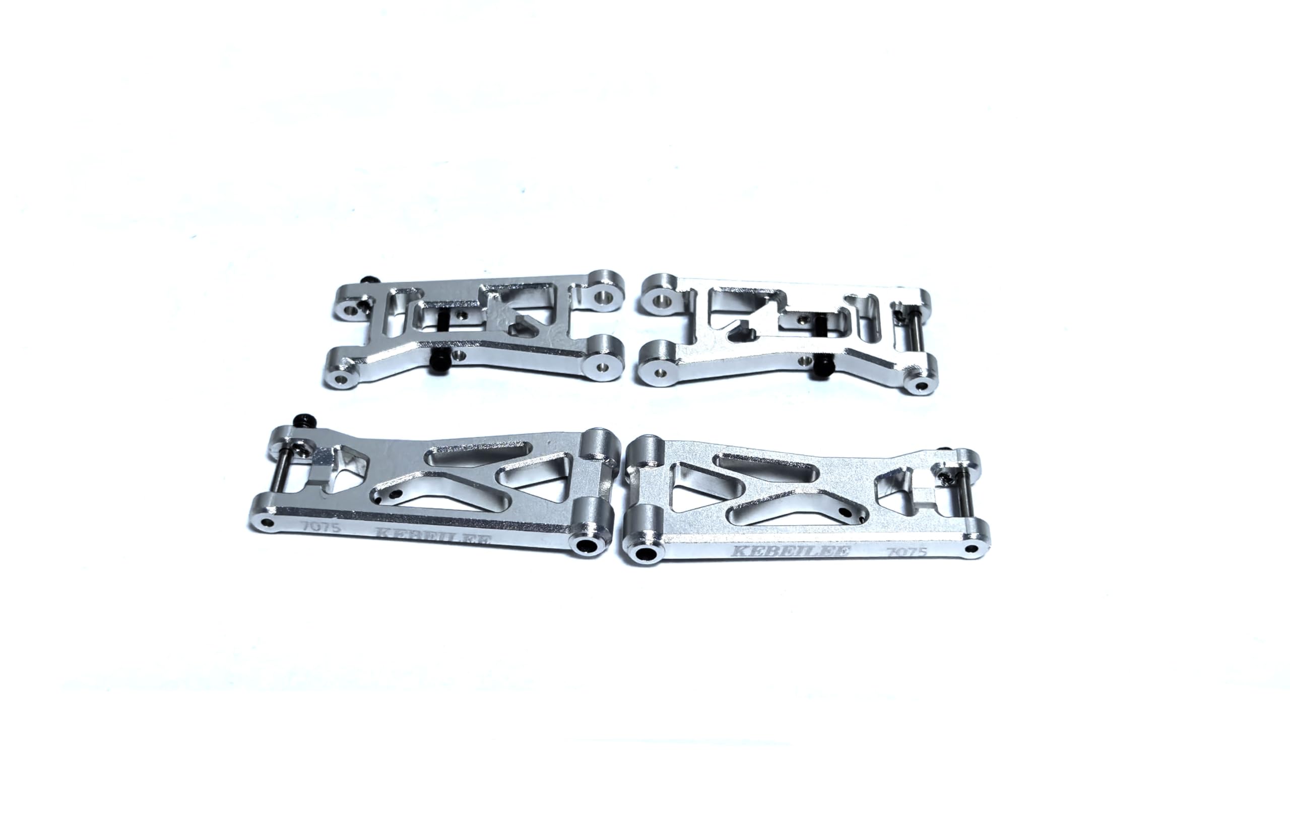 KEBEILEE CNC 7075Aluminum Upgrade Parts Front & Rear Lower Arms for LOSI 1/24 Micro-B LOS-1768 (Silver)