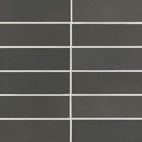 Bedrosians Celine - Azulejo de porcelana mate de 2 x 6 pulgadas, color negro (paquete de 66, 5.33 pies cuadrados)