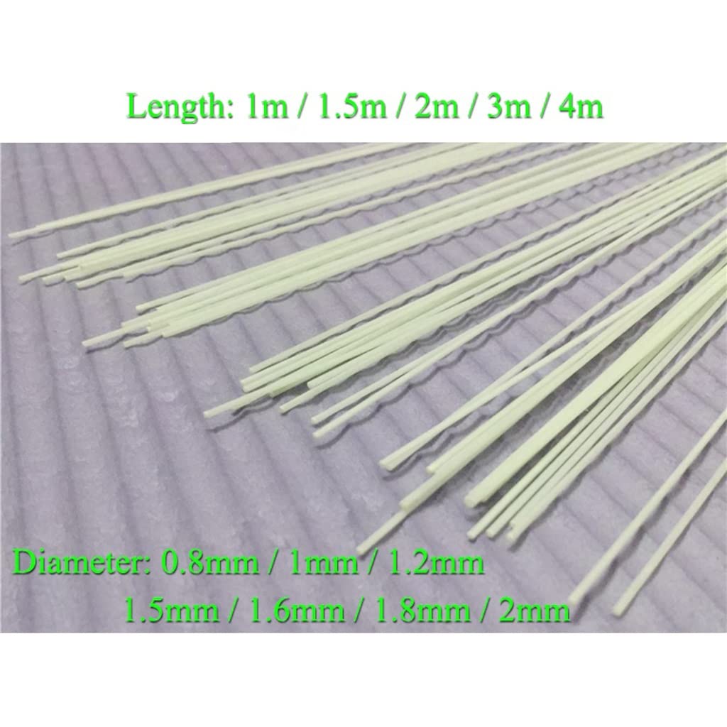 Varillas de fibra de vidrio blancas – Varillas de aislamiento elástico de 0,8 mm a 2 mm de diámetro y 1000 mm a 4000 mm de longitud(5pcsx1.5x2000mm)