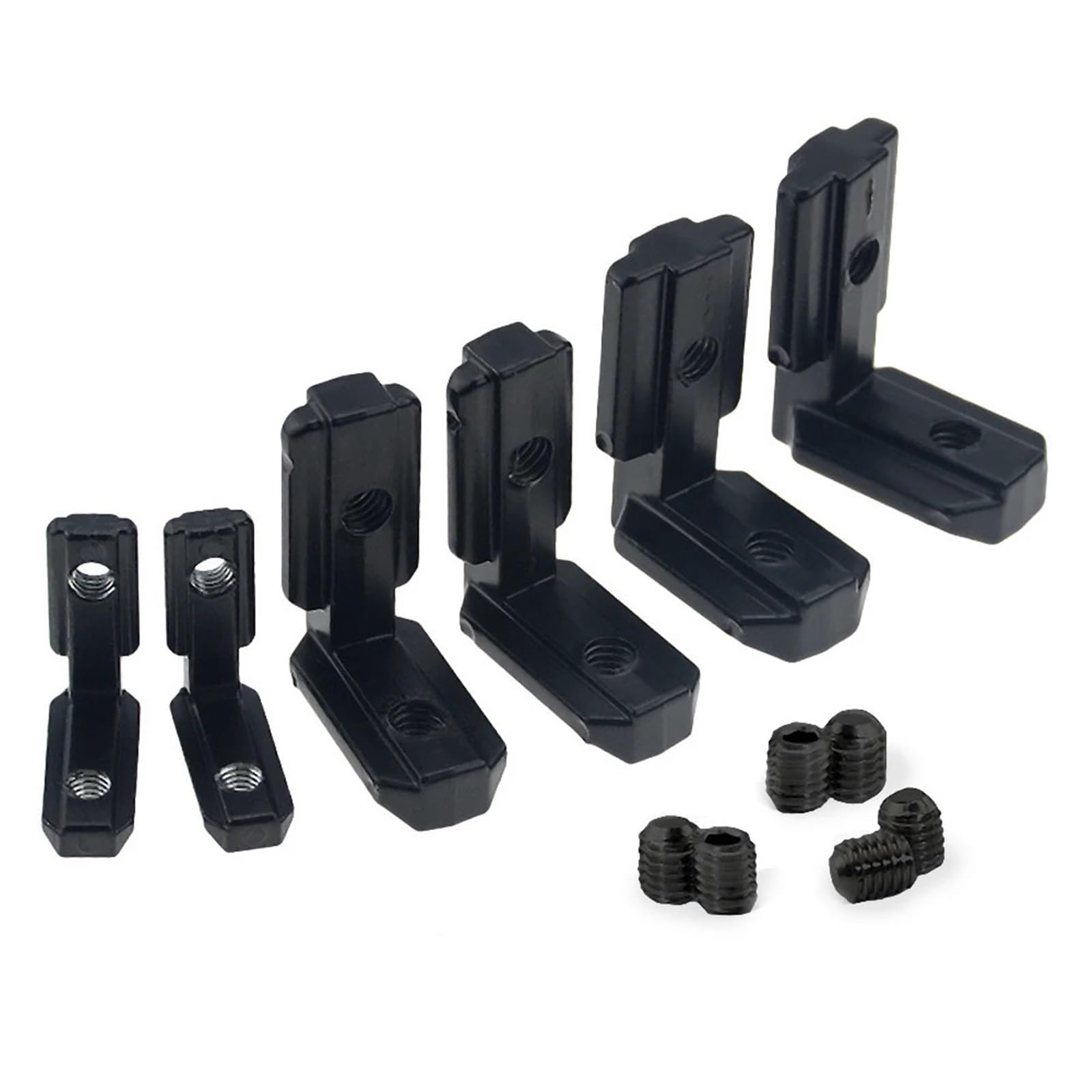 Escuadras Metalicas 10 conectores internos ocultos con tornillos for accesorios de perfil aluminio las series 2020, 3030 y 4040(30-M6 Black)