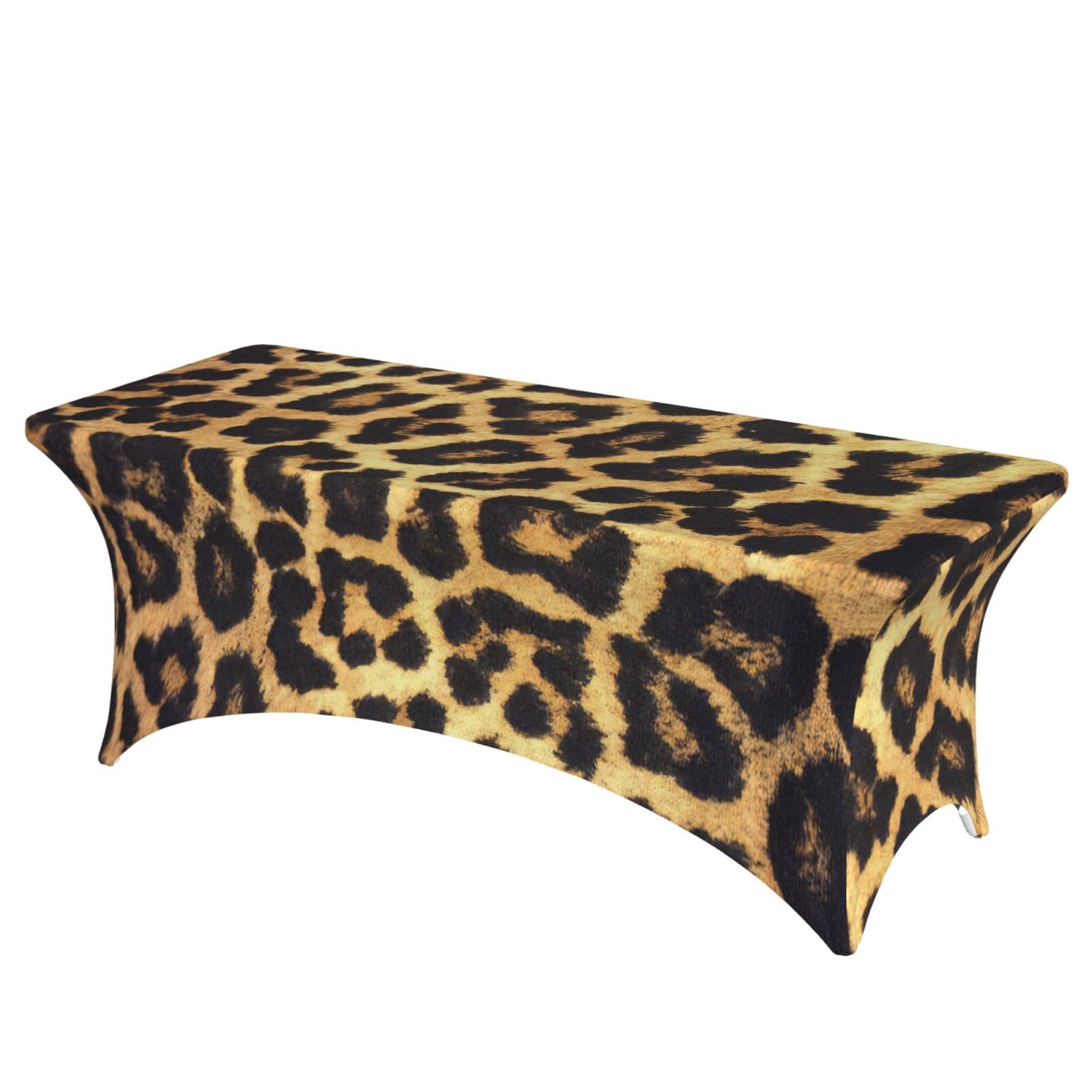 NImongt Leopard Print Print Elastic Rectangular Tablecloth Holidays Family Banquet Wedding Party Table Cover