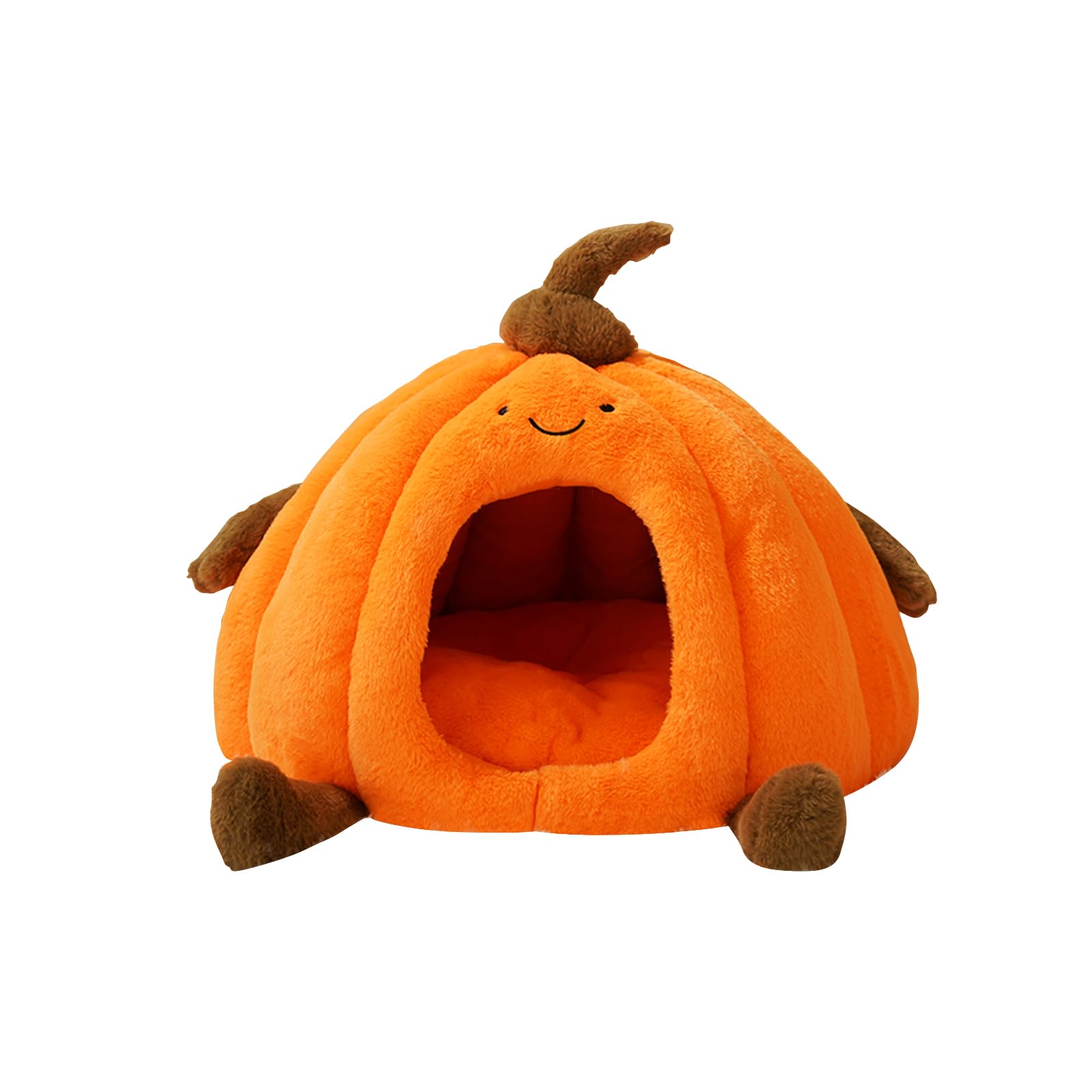 Galatée Cat Cave Bed, Soft And Warm Cat House, Dog Bed With Removable Washable Cushioned Pillow, Cute Pet Tent, Comfortable Pet Nest(S, Orange)