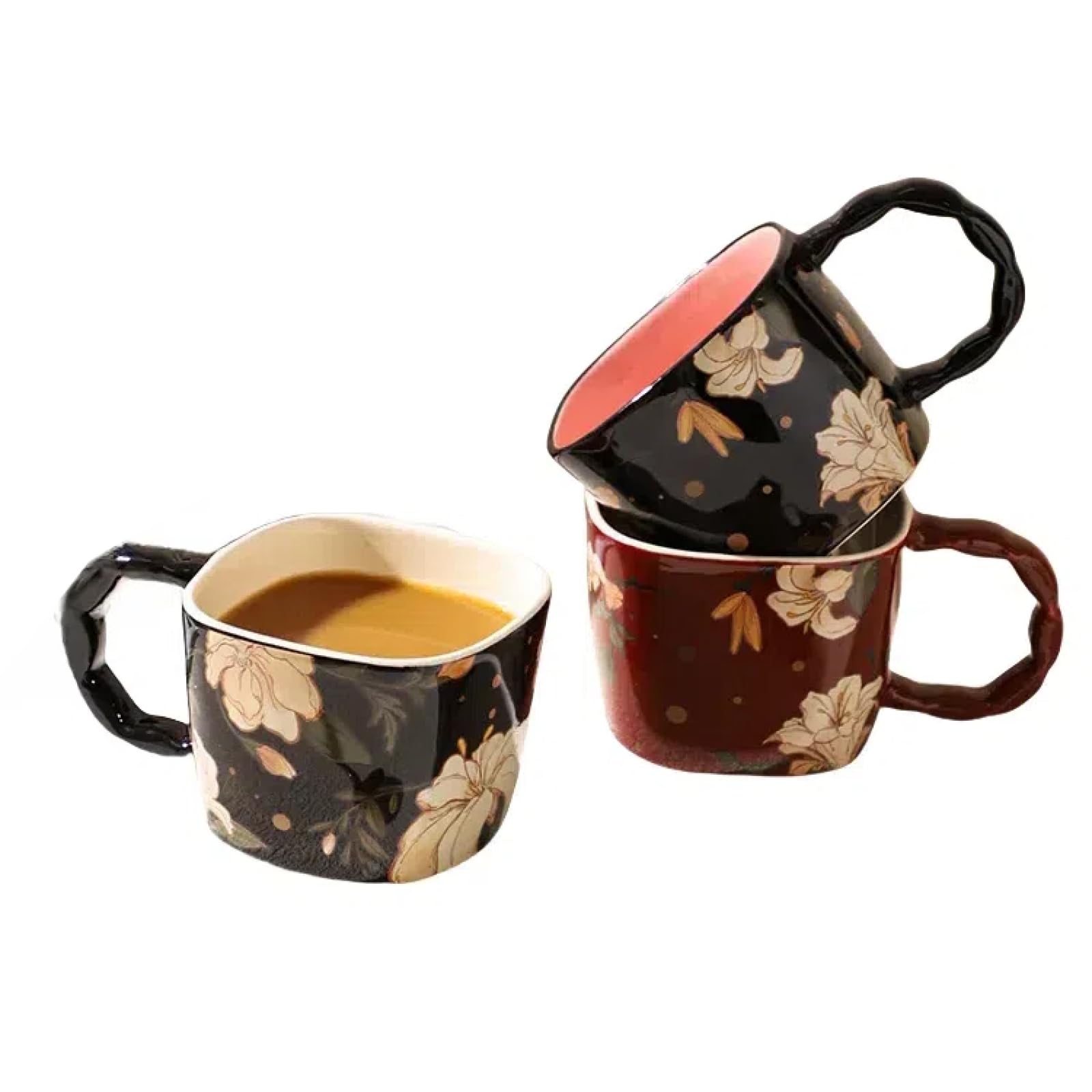 Kubek do kawy 400 ml ceramiczny kubek do kawy śniadanie kubek do kawy para para kubek kubek vintage unikalny nieregularny design nadaje się do biura i domu latte herbata mleko