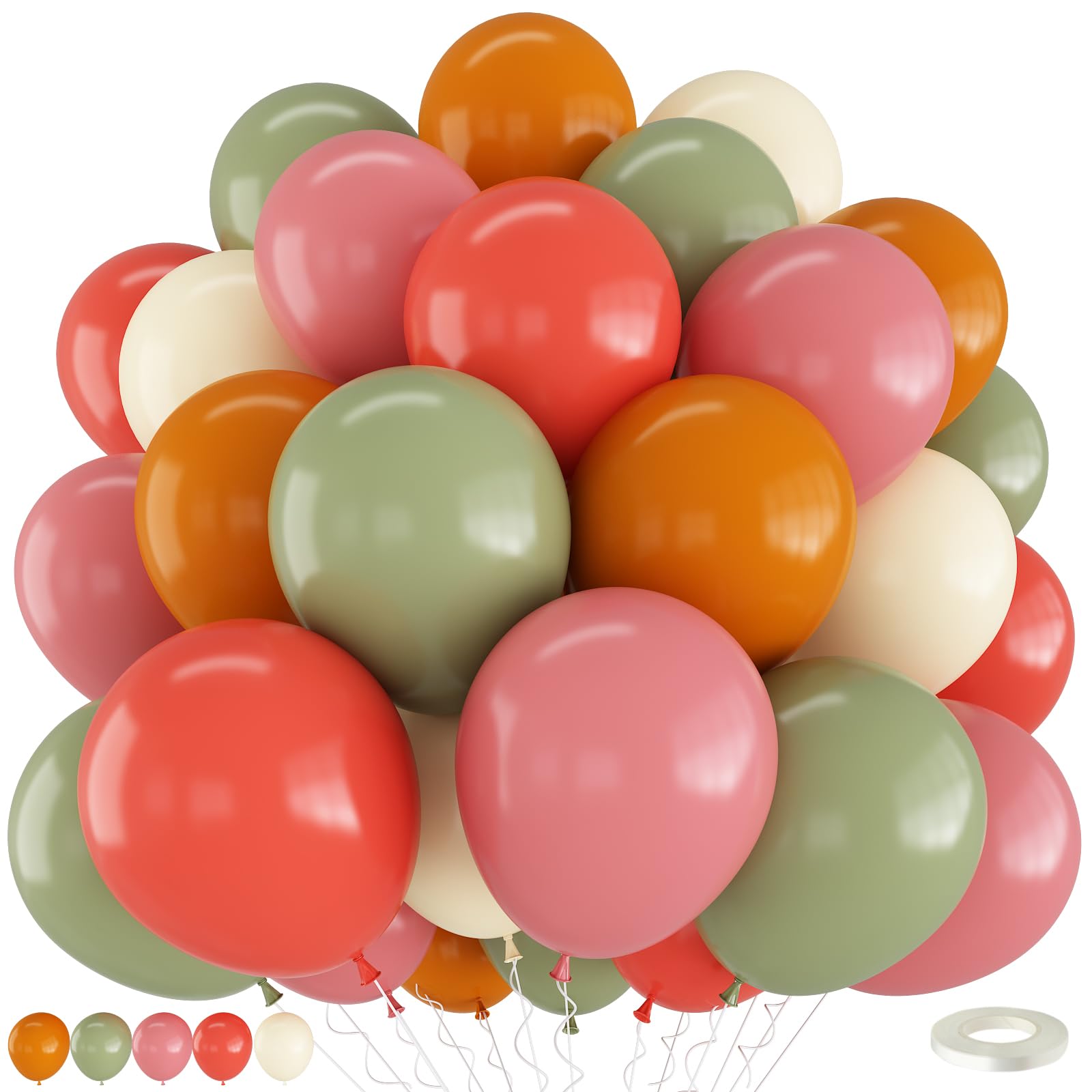 Burnt Orange Green Pink Balloons Autumn Thanksgiving Birthday Decororations โ image 1