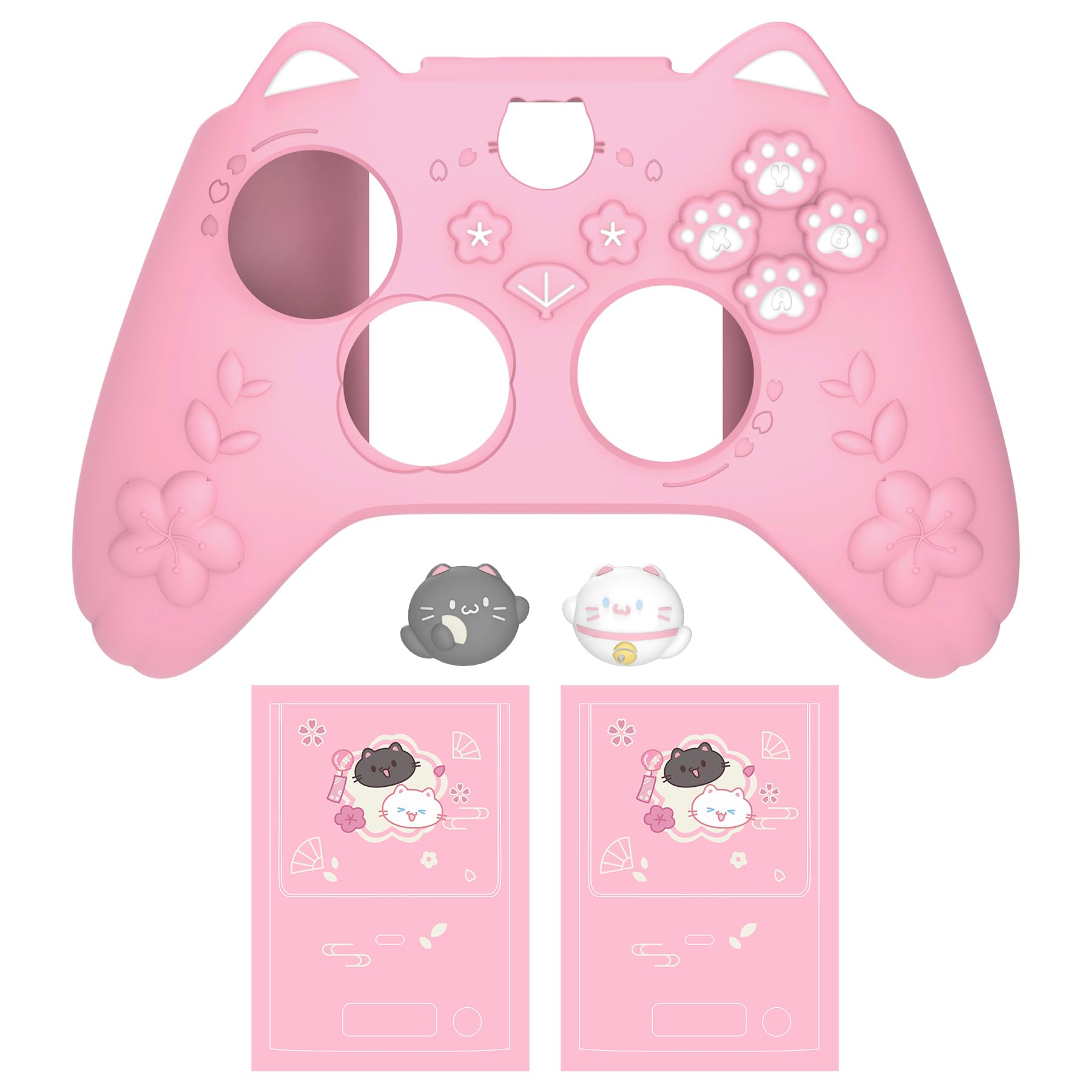 PlayVital Etui ochronne do Xbox Series X S Akcesoria do kontrolera Silikonowe etui z Joystickiem i naklejkami na kontroler Xbox Core Shell Skin Pink