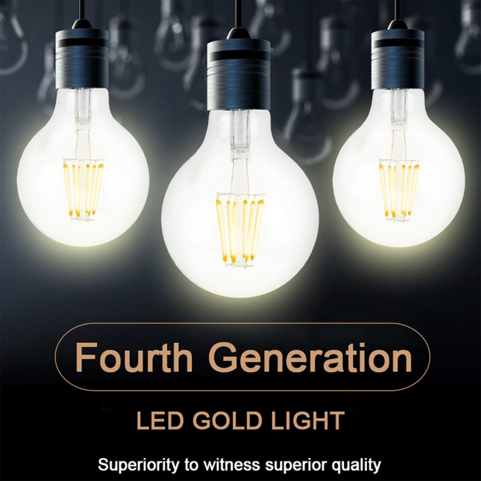 Paquete 4 bombillas LED Edison vintage G80 10 W, bombilla filamento luz LED, bombilla globo con boca rosca E27, equivalente a bombilla incandescente LED 100 W, CA no regulable