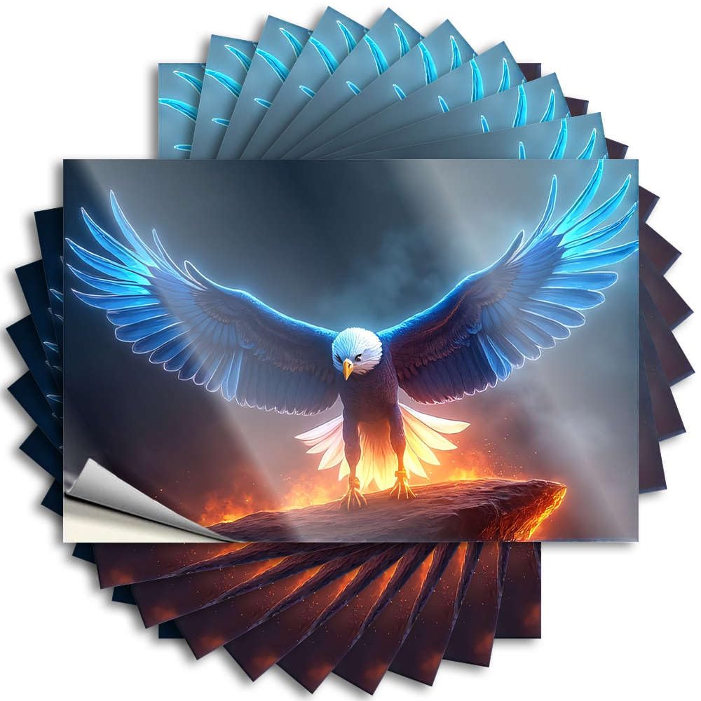 Sticker Cover Affirmation Eagle with Glowing Wings Stands On Fiery Rock for Science - Accessories Easy Peel Removable(6X9CM)