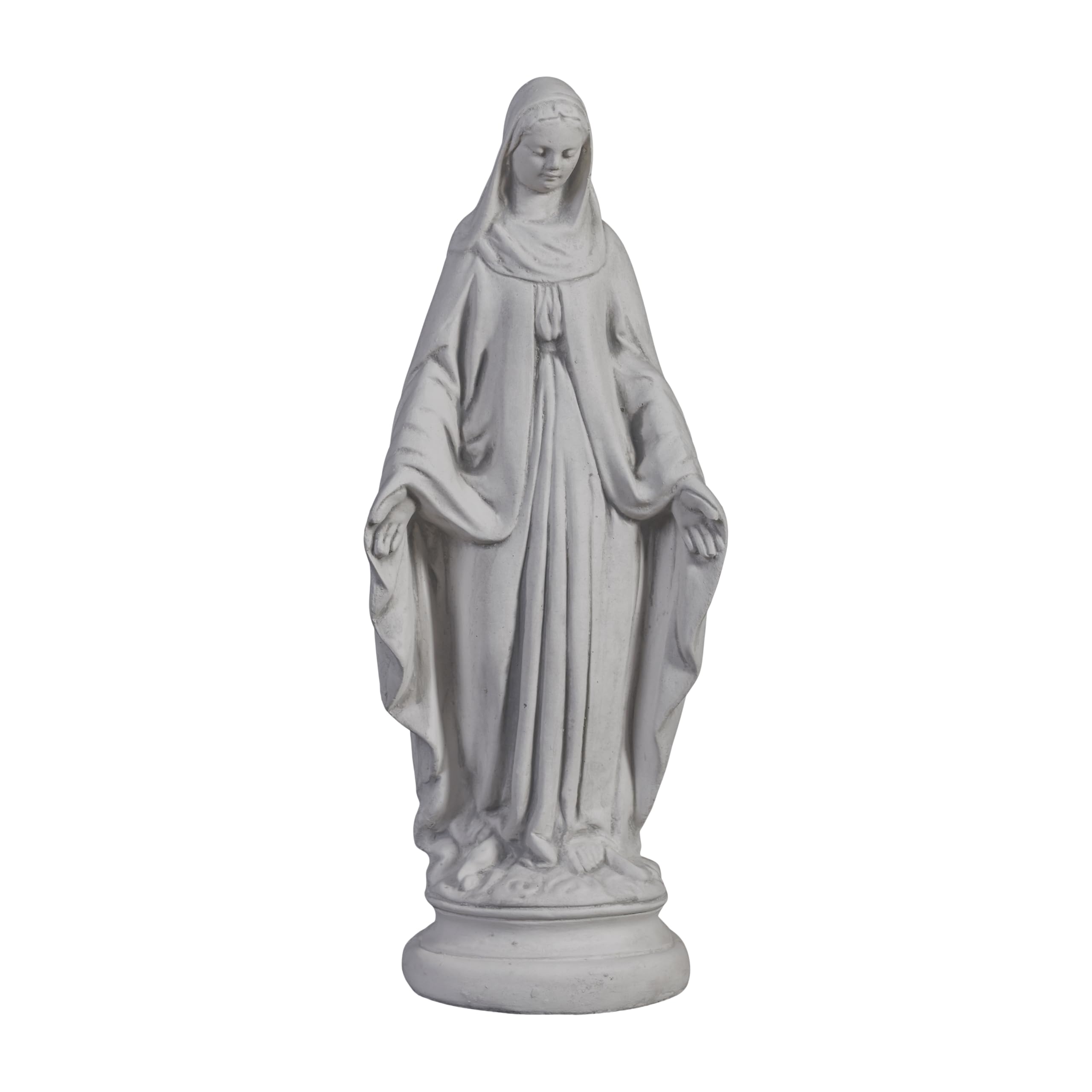 Gartendekoparadies.de White,Grey Madonna For The Garden, Stone Figure, H. 43 Cm, 5 Kg, Gray, Frost-Proof Made Of Cast Stone For Outdoor Use