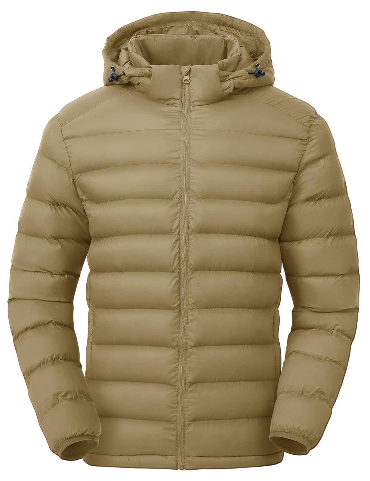 TBMPOY Men's Lightweight Puffer Jackets Detachable Hood Water-Resistant Casual Winter Coat Hooded Insulated for Travel Ski