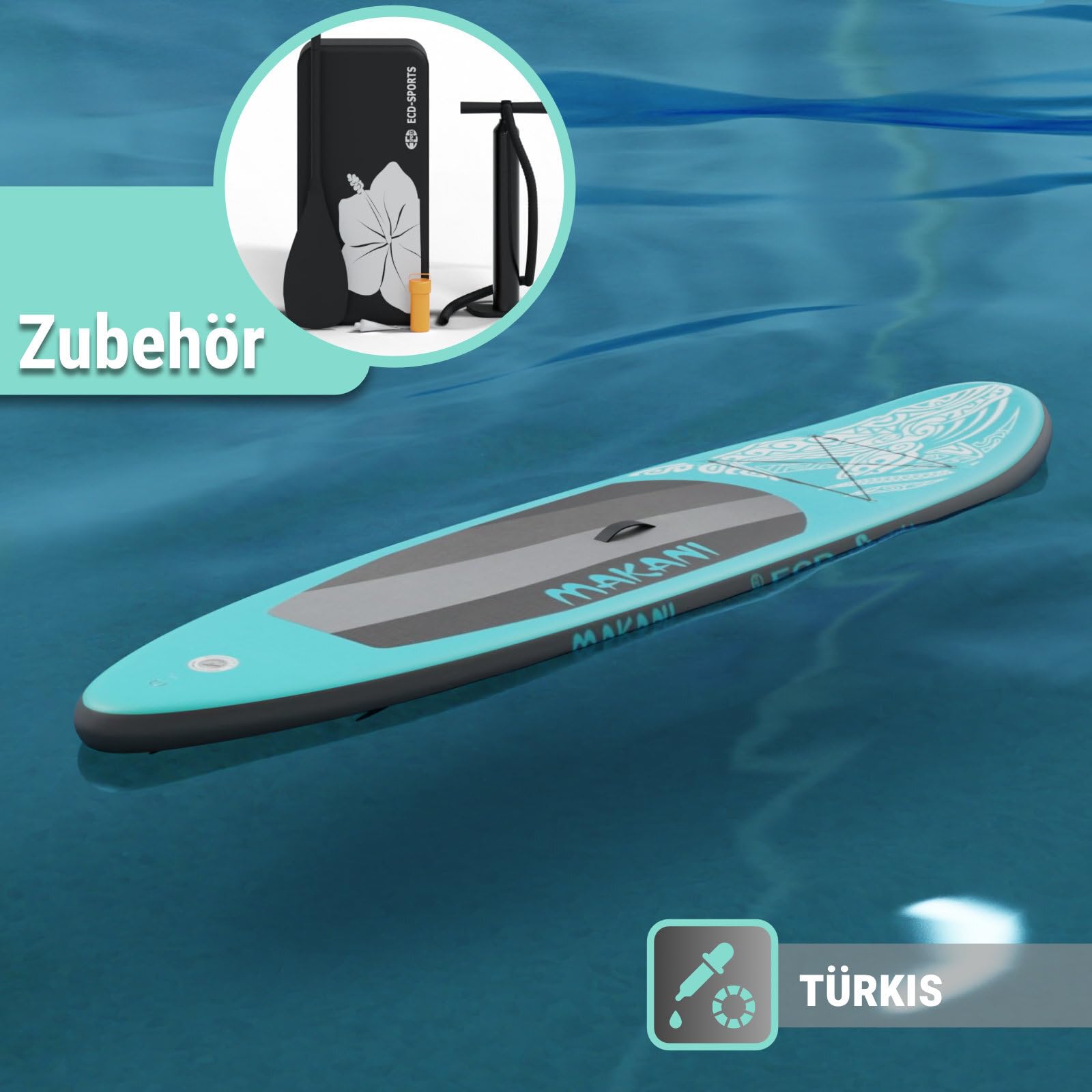 Stand Up Paddle Board | Allround SUP 320 cm | xxx | Komplettset | Drop-Stitch-Kern | bis 120 kg | 3 Finnen | Tragetasche | für Anfänger und Fortgeschrittene | aufblasbar