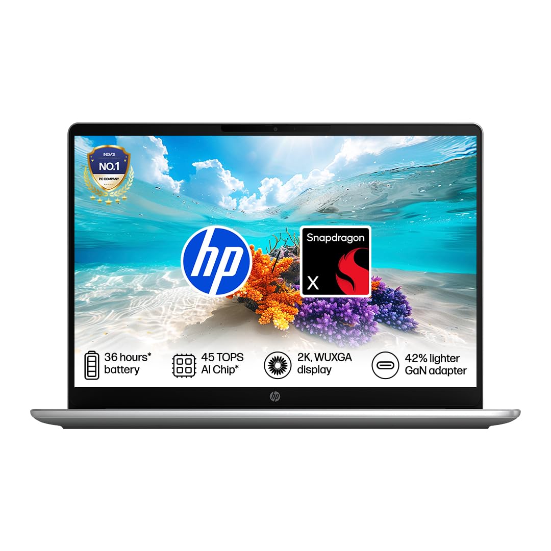 HP Omnibook 3, Snapdragon X Processor, 45 TOPS (16GB LPDDR5x, 512GB SSD) 2K, WUXGA, IPS, 14''/35.6cm, Win 11, Office 24, Silver, 1.4kg, hz0026QU, FHD IR Camera, 42% Lighter mini GaN Charger, AI Laptop-image-48