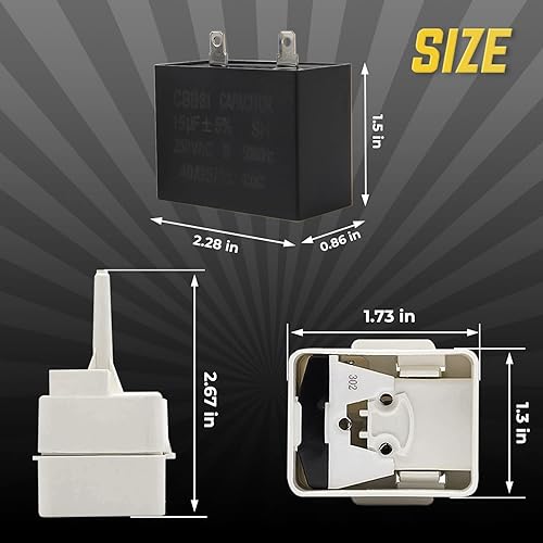 Miniatura 4 de Relé de arranque del compresor de refrigerador W10613606 y condensador de Seentech - Compatible con Whirlpool, Kenmore, refrigeradores. Reemplazar