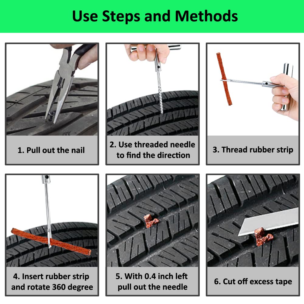 ETOPARS Kit Riparazione Pneumatici 67 Pezzi Strumenti di Riparazione Foratura Pneumatici Auto Kit Riparazione di Gomme Emergenza Tubeless Ripara Gomme di Forature Blu
