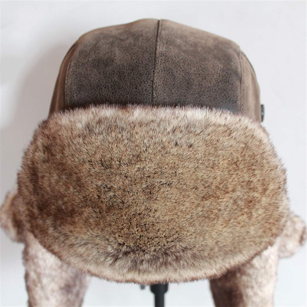 SK Studio Chapka Chapeau Trappeur Aviateur en Faux Cuir Fausse Fourrure Trapper Earflap Chasse Casquette Adulte pour Homme et Femme