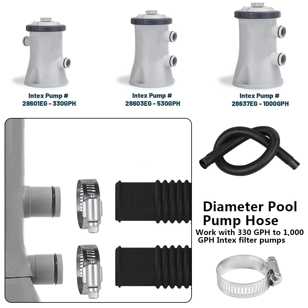 HuaMuDM Pack of 2 Pool Hose 32 mm with 4 Safety Clips and 1 Hose Connector, Pool Hose - Image 4