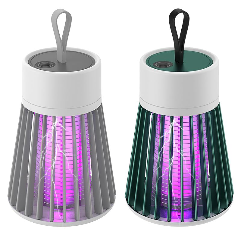 Mosquito Killer Lamp, Rechargeable Electric Fly Killer,Rechargeable 2 in 1 Killer with Ultraviolet Lamp and Lighting Lamp,Waterproof Bug Zapper,Insect Pest Fly Killer for Home, Camping (2pcs)