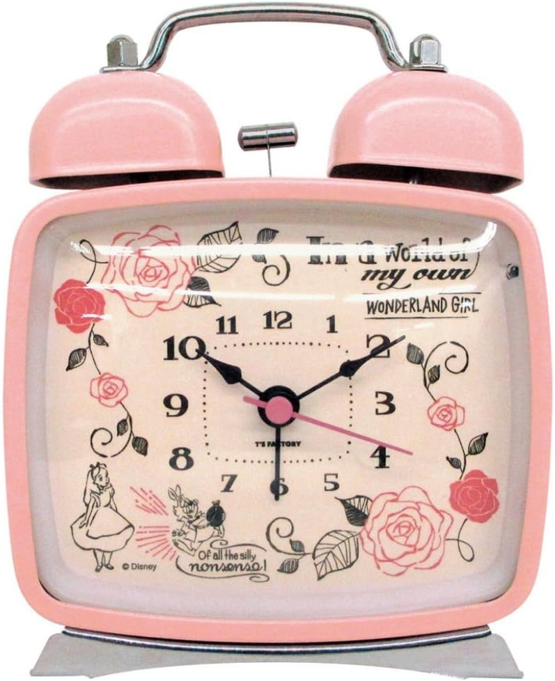 Amazon Co Jp ディズニー 目覚まし時計 スクエアツインベルクロック アナログ表示 アリス ピンク Dnac ホーム キッチン