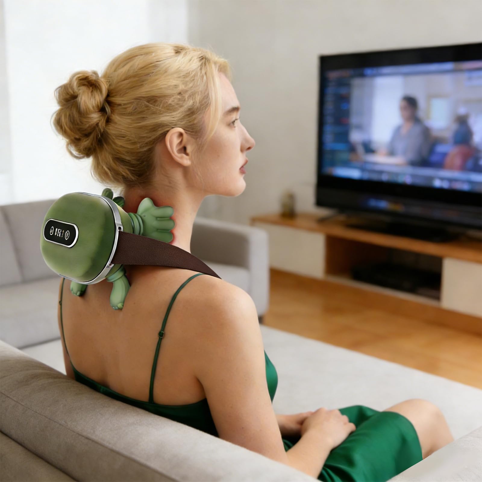 4D NackenmassagegeräT Kabellos mit LED, Elektrische Shiatsu Massagegerät