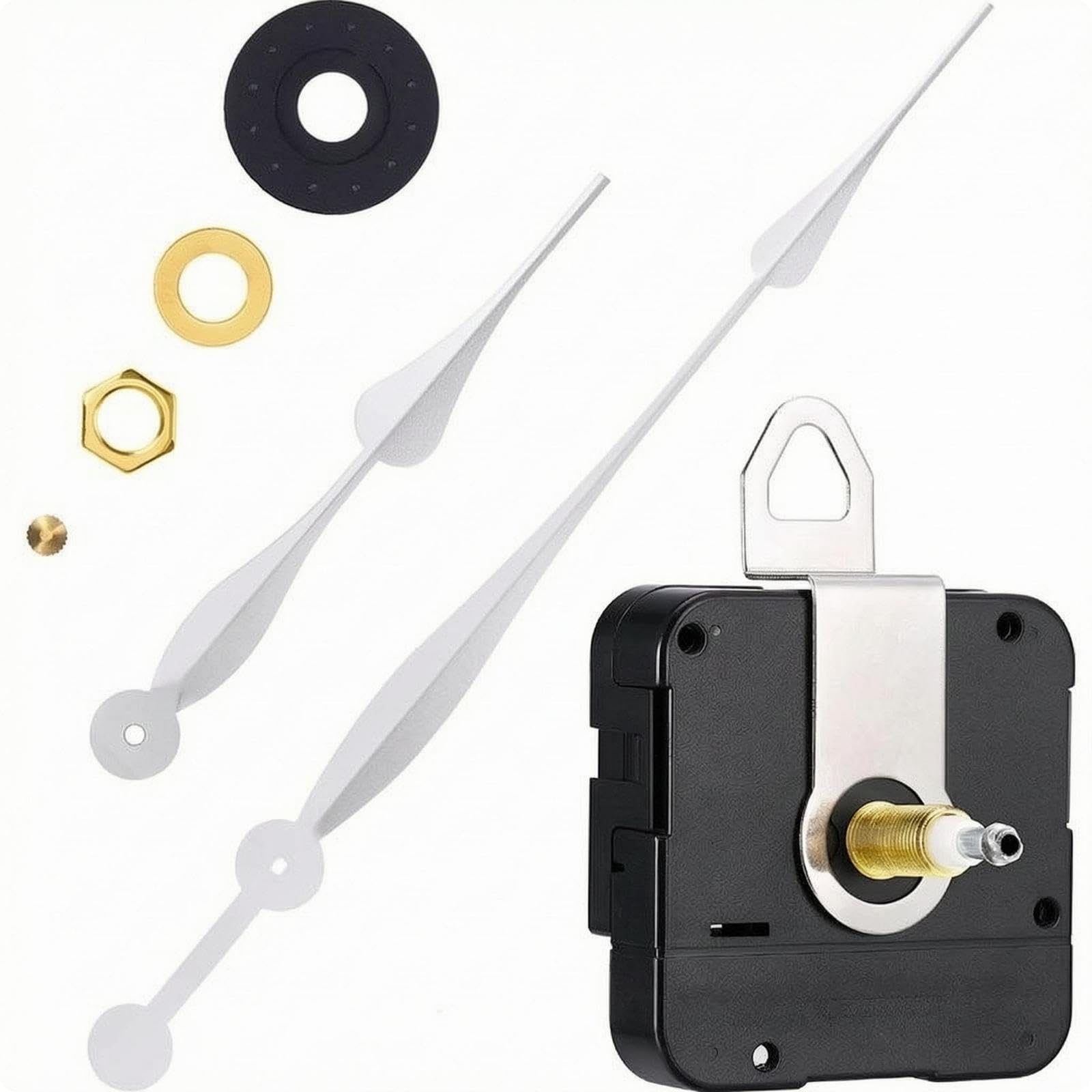 Crystal Clock Movement Kit Threaded Shaft Clock Movement with Hands Hanging Hook Timekeeping Part Silver-picture-25