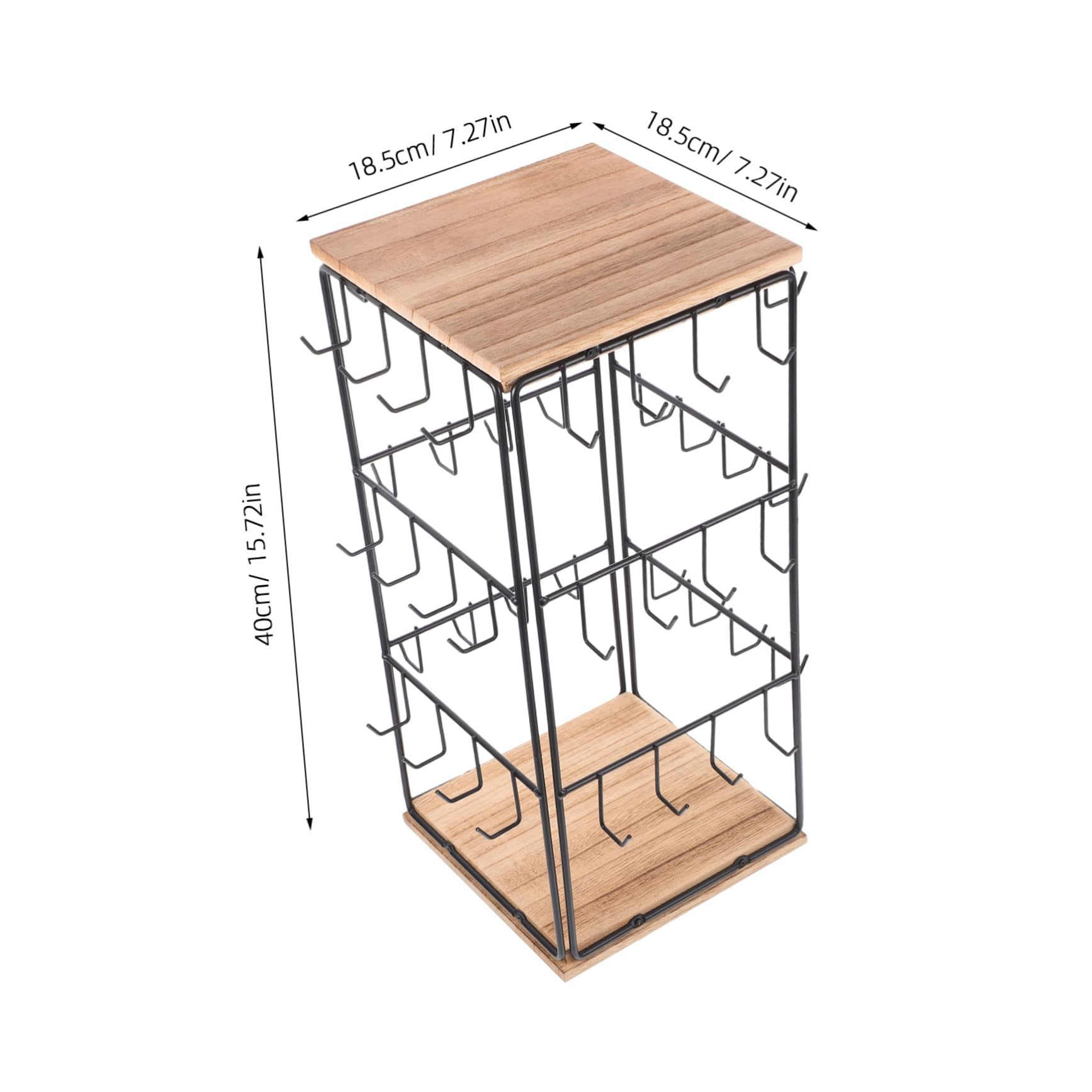Garneck Espositore Girevole a 360° Marrone per Orecchini in Legno Design Salvaspazio Multifunzionale, Organizer per Gioielli e Piano D'appoggio per Vanità