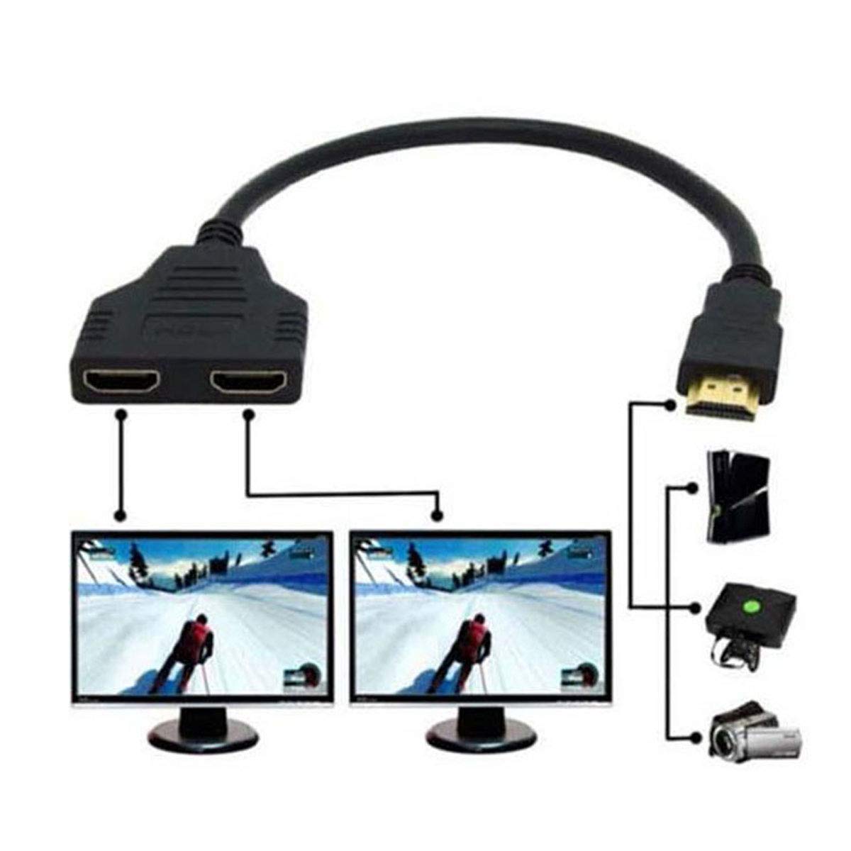 NFHK One HDMI Male to Dual HDMI Female Y Splitter Switch Extension Adapter Cable for for PC HDTV Laptop 1080P - Image 4