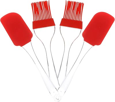 PRETYZOOM 4Pcs Silicone Basting Pastry Brushes Heat Resistant Cooking Brush with Spatula Spread Oil Butter Sauce Marinades for BBQ Grill Baste Cakes Meat Sausages Desserts Mixed Color