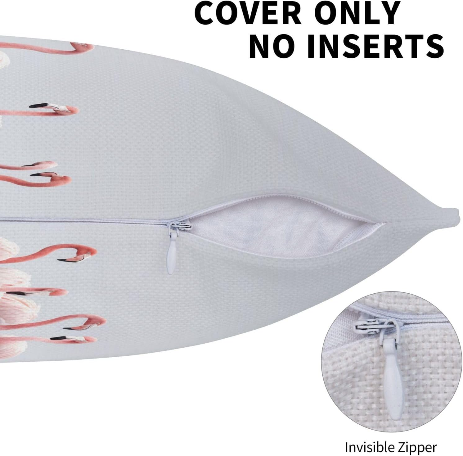 Flamingos on White Imitation Linen Pillowcase -2 Sets, Fashionable Home Decoration, Used for Sofas, Gardens, beds