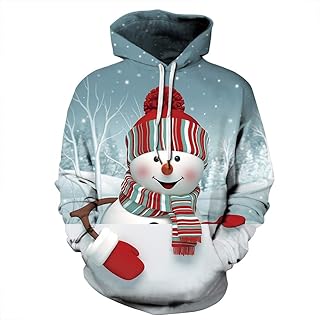 TAGVO Unisex 3D Printed Casual Christmas Jumpers 3D Graphic Pullover Ugly Funny Xmas Long Sleeve Hoodies or Crewneck Sweatshirts for Men Women Boys Girls Family Winter and Holiday Parties