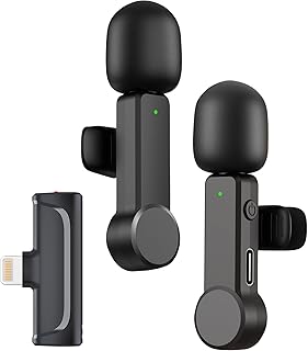 NPTCL Wireless Lavalier Lapel Microphone for iPhone Lav Mic Noise Canceling Clip On Microphone with 10H Battery for iPad Video Recording Interview Vlog TikTok 100FT Transmission