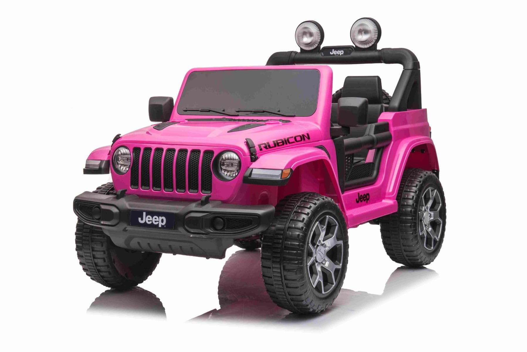 RIRICAR Samochód elektryczny dla dzieci 12 V J.E.E.P. Wrangler, różowy, dziecięcy samochód elektryczny 2-osobowy z pilotem zdalnego sterowania 2,4 GHz, radio z wejściem Bluetooth i USB, akumulator