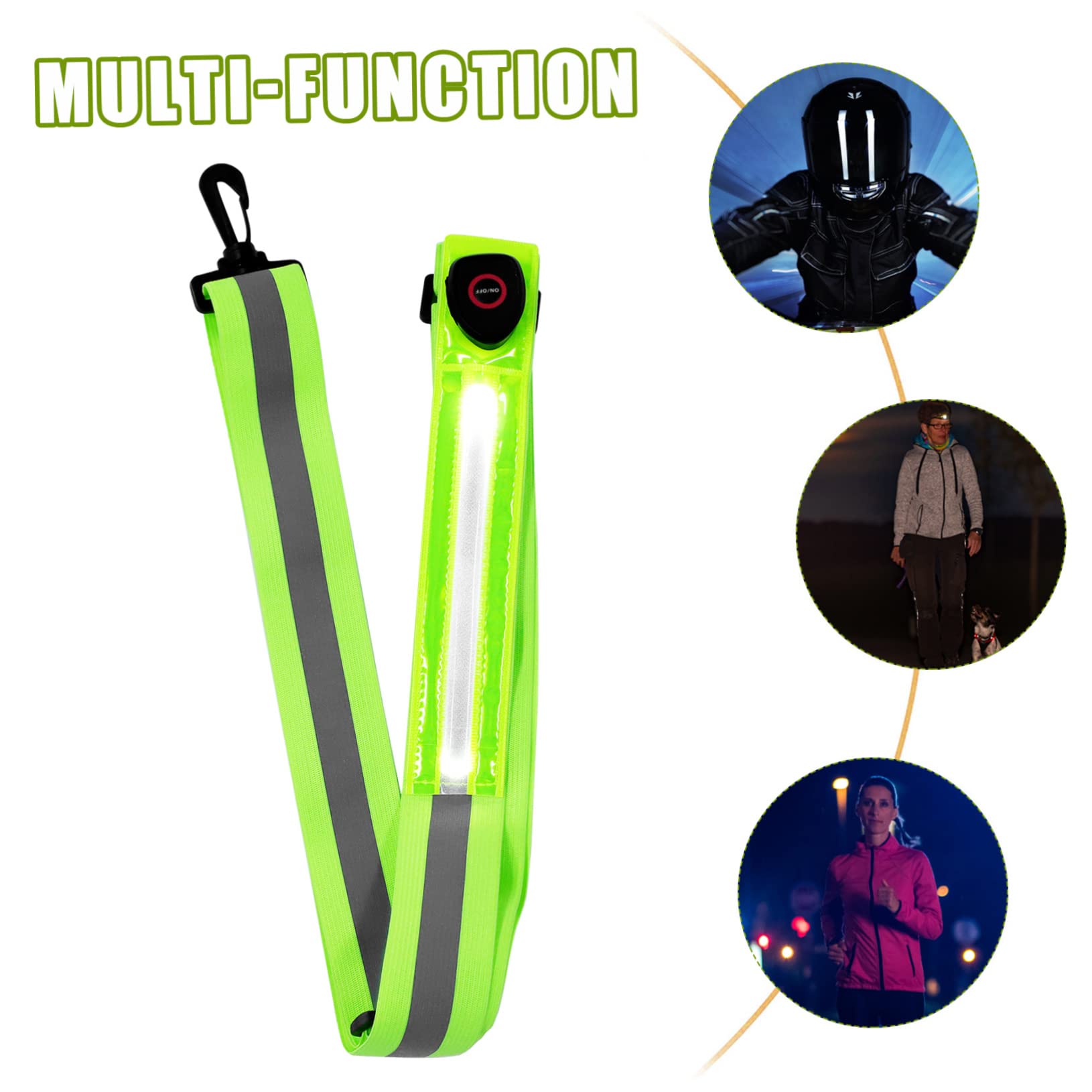 2 Pièces Bande Élastique LED Réfléchissante pour Cyclisme Course Ceinture pour Activités Extérieures Réglable Confortable