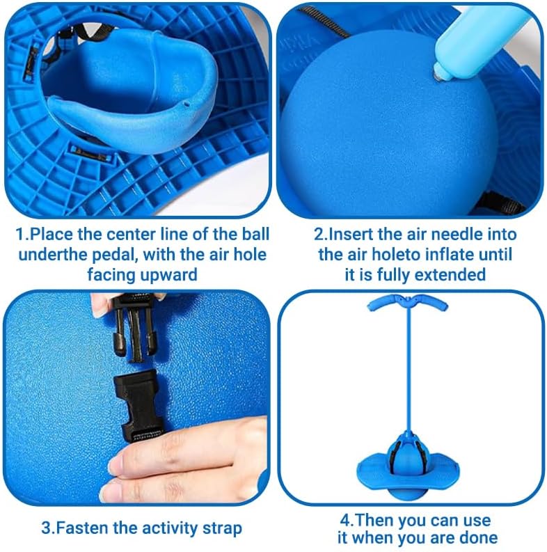 2026 Upgraded Pogo Ball with Handle|High Bounce Jumping Ball&Balance Board for Beginners|110lbs Capacity Indoor Outdoor Active Play Toy with Anti-Slip Deck&Air Pump