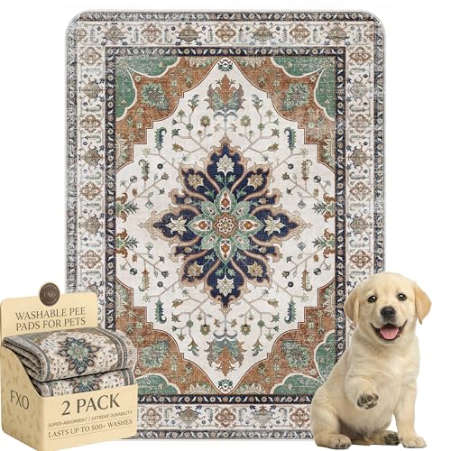 Image of Washable Pee Pads for Dogs,Great Urine Absorbent Reusable Puppy Training Pads,Waterproof,Leak-Proof & Non-Slip Potty Pads for Whelping,Crate,Playpen,Bed.(Dark Teal Floral,18 inchx24 inch)